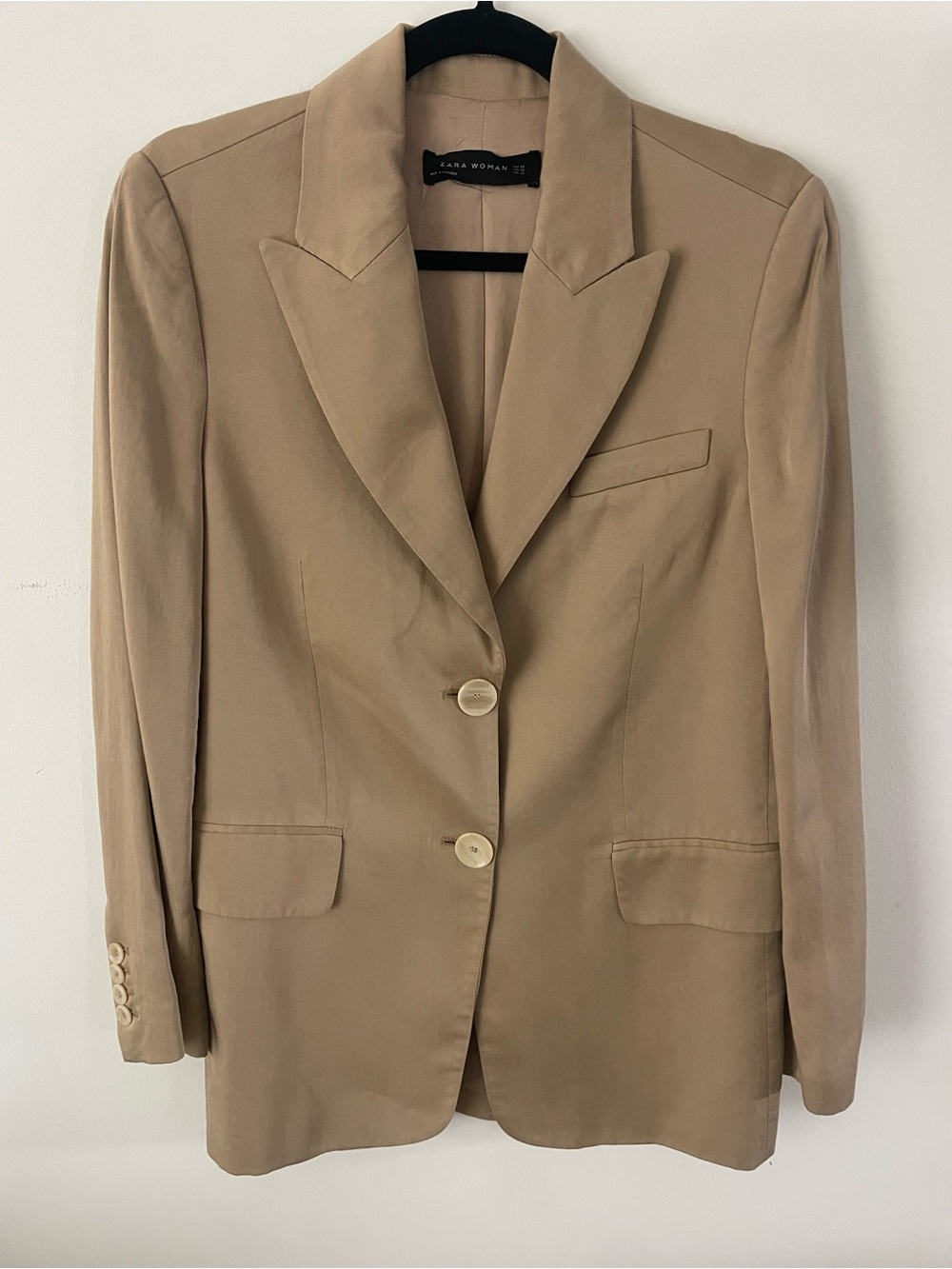 Zara Tan Single-Breasted Blazer